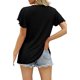 thumbnail image 3 of Top de manga corta con puños con volantes, camiseta informal plisada con cuello en V para mujer para uso diario, 3 of 5