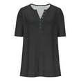 thumbnail image 7 of Tumotour Henley Shirts for women Fashion V Neck Tunics tops Short-sleeve Loose Blouses top Vacation Clothes Travel Business Casual Outfits summer tops, 7 of 7