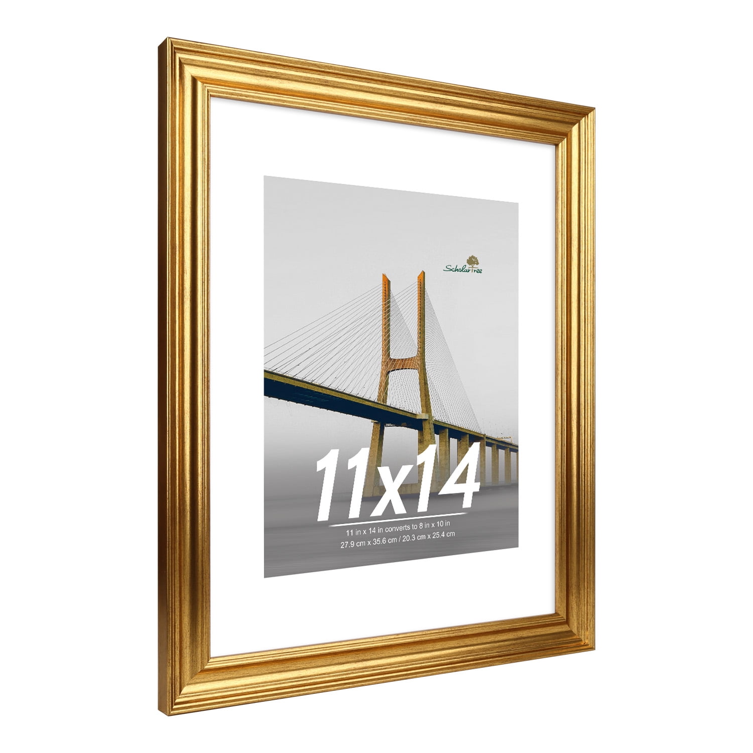Scholartree 2PACK 11x14 Picture Frame , Display Photo 11x14 Matted to 8x10 Wall Frame Frame, Gold