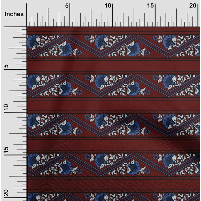 oneOone Georgette Viscose Fabric Stripe|Chevron & Floral Block Print Fabric By Yard 42 Inch Wide