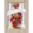 thumbnail image 3 of Day Of The Dead Duvet Cover Set Queen Size, Skull Dead Head with Flowers Daisies Spanish Festive Tradition Celebration, Decorative 3 Piece Bedding Set with 2 Pillow Shams, Multicolor, by Ambesonne, 3 of 3