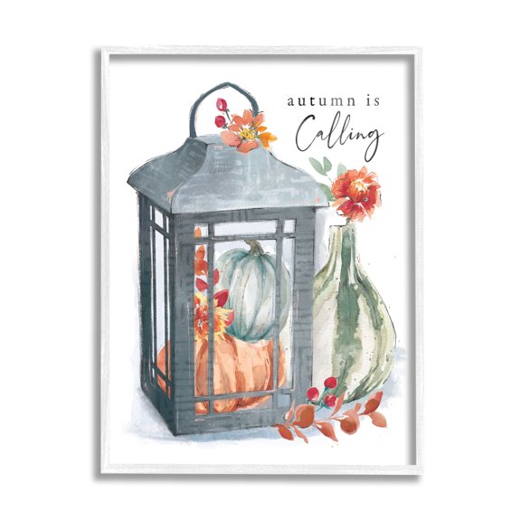Autumn Is Calling Varied Gourds Floral Arrangement Watercolor Botanical & Floral Graphic Art Framed Art Print Wall Art