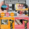 thumbnail image 2 of KKnoon 16.8V 2in1 Lithium Drill Electric Screwdriver Multi-function Power Tool 45Nm Torque Brushless Motor Practical Screw Driver for Home Appliances Furniture Installation Automotive Electronics, 2 of 9