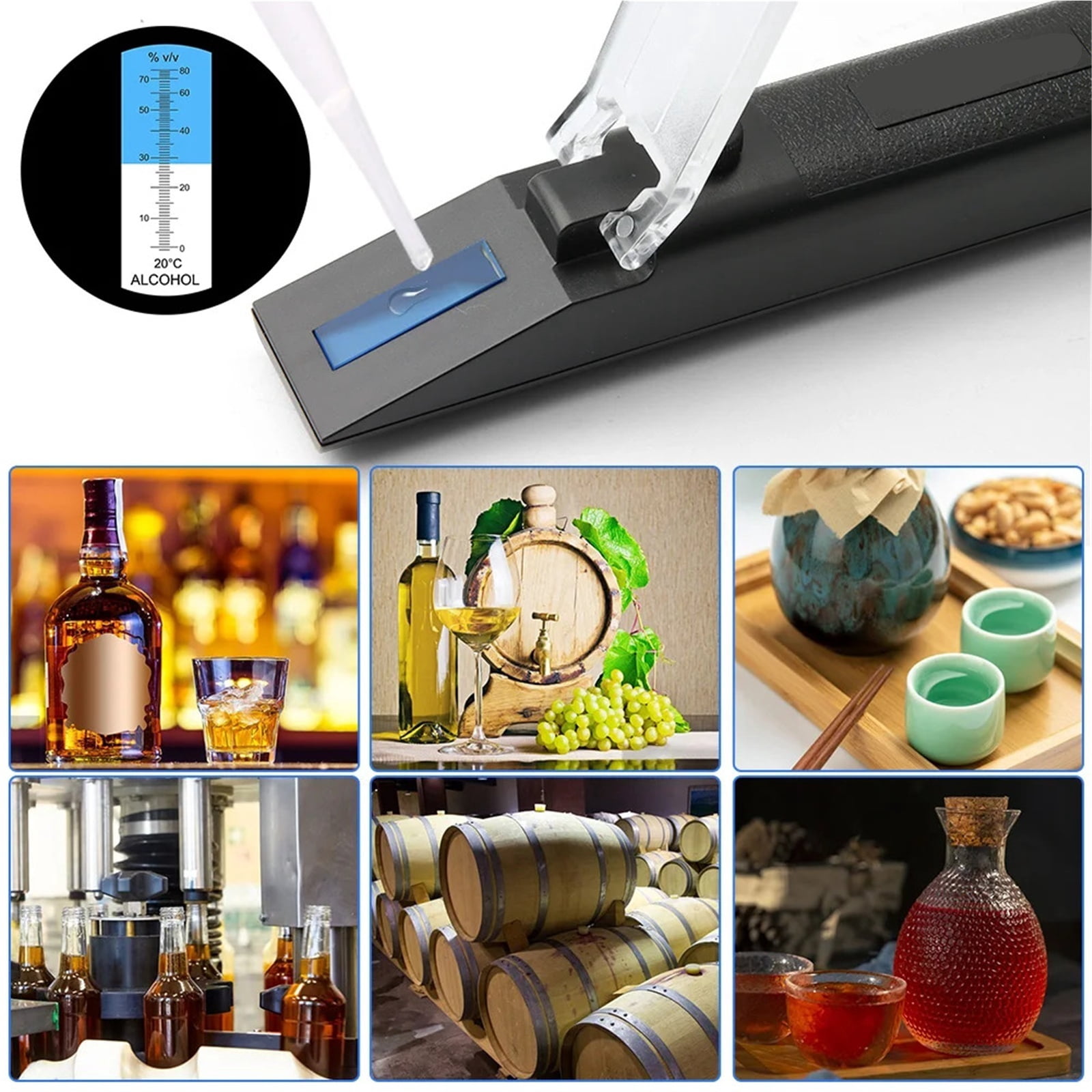 Specialised 0-80% Alcohol Refractometer Alcohol Content Tester Brew Meter Whisky Brandy Vodka Tequila Chinese Spirits