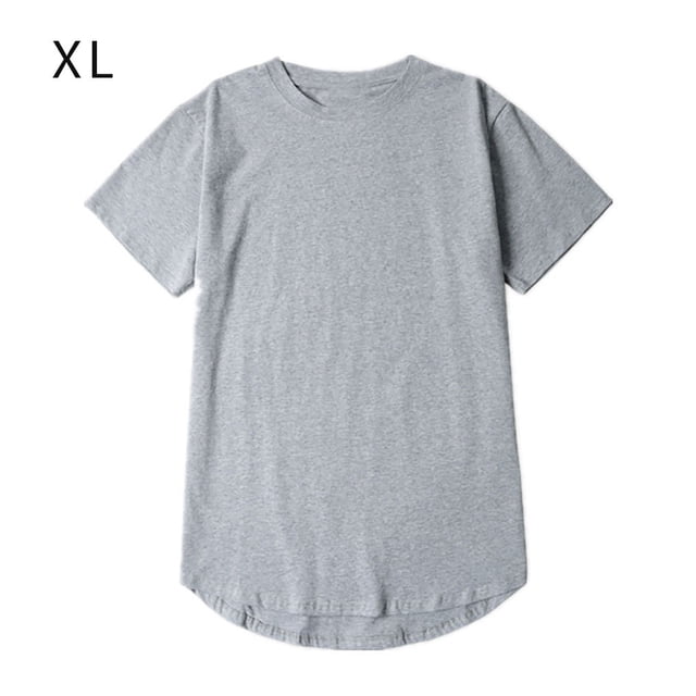 Camiseta de verano para hombre, cuello redondo, manga corta, dobladillo en arco, camiseta de algodón de color sólido Vogacara AP001550-00