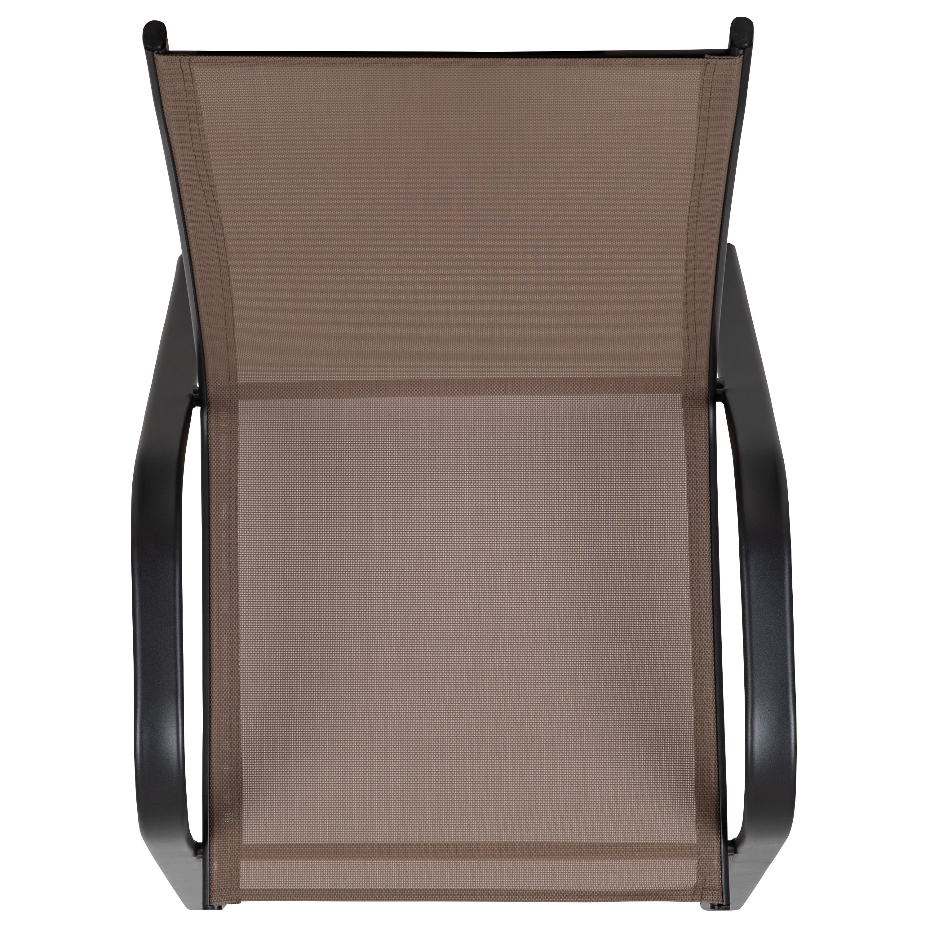Emma + Oliver 4 Pack Brown Outdoor Stack Chair with Flex Comfort Material - Patio Stack Chair