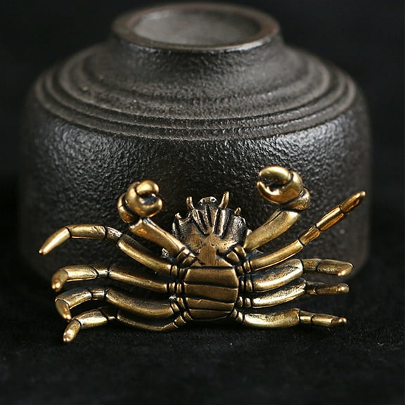 GOOHOCHY Vintage Brass Crab Statue Brass Figurine Decorative Crab-shape Statue Desktop Decor