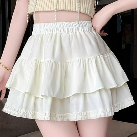 zhi Women's Tiered Ruffle Mini Skirt - Casual Outings & Stylish Looks，Beige，M