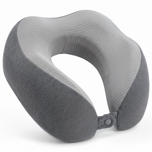 Reifier Memory Foam Travel Neck Pillow with Breathable Washable Cover, Gray