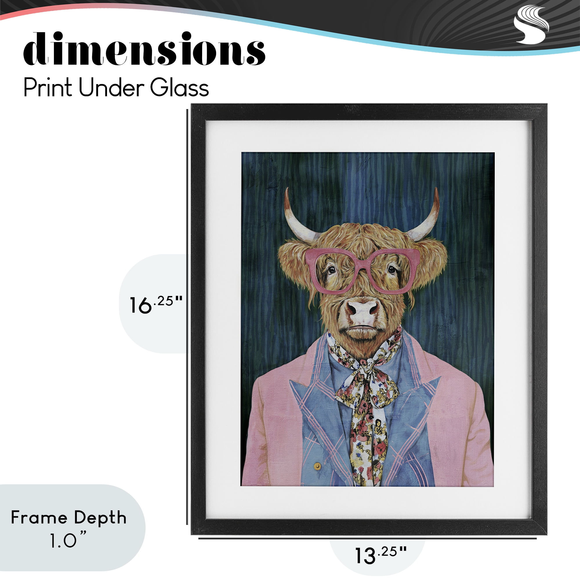 Stupell Industries Gentle Bull Portrait Black Framed Print Under Glass, design by Svetlana Aleynikova