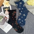 thumbnail image 4 of Women's Crew Ruffle Flower Socks - 2 Pair Set w/ Gift Bag - Made in Korea, 4 of 5
