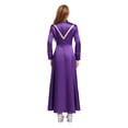 thumbnail image 2 of Choomomo Women Minister Preacher Church Clergy Robe Long Sleeve Cross Metallic Shiny Tunic Dress for Performance Purple M, 2 of 7