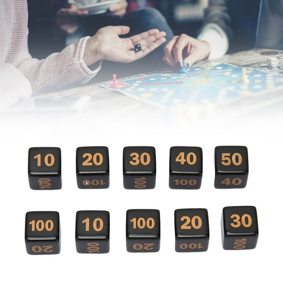 Kit De Dados, Juego De Dados De Plástico Negro Portátil De 10 Piezas De 6 Caras Para Educación