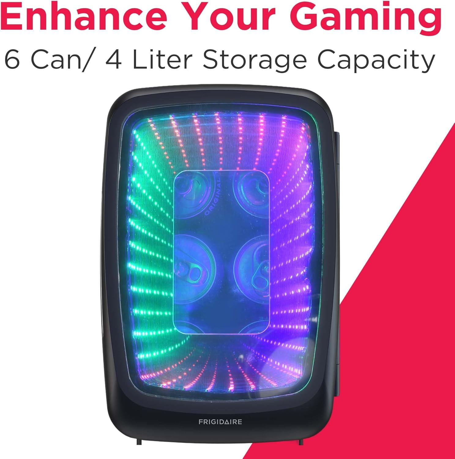 Beverage Refrigerator with LED Lights, Portable Cooler for Gaming, Skincare &