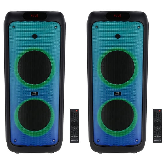 (2) Rockville BASS PARTY 10 Rechargeable LED Bluetooth Speakers w/Wireless Link