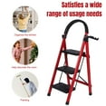 thumbnail image 3 of 3 Step Folding Ladder, 330LBS Capacity Step Stool with Safety Lock, Non-Skid Wide Pedals, and Handrail, Lightweight, Household Ladder for Home, Kitchen, Pantry, Closets, and Office Use, Red, 3 of 11