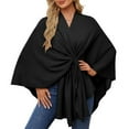 thumbnail image 3 of Women'S Elegant Shawl Wraps Soft Open Front Poncho Sweater for Spring Fall Winter Black One Size, 3 of 6