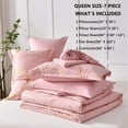 thumbnail image 7 of Gold Metallic Marble King Size Comforter Set,7 Piece Bed in a Bag,Foil Print Glitter Pink Comforter and Sheet Set,All Season Soft Microfiber Complete Bedding Sets(Pink,King), 7 of 7