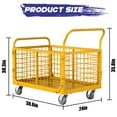 thumbnail image 4 of Platform Truck Cart with Cage,Foldable Platform Truck Heavy Duty Push Cart Dolly Load 2250LB Swivel Casters,Large Flatbed Hand Truck Cart for Grocery/Laundry/Stall/Storage(38.6L x 24W x 35.8H), 4 of 7