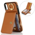 thumbnail image 2 of Allytechgroup iPhone XR Wallet Case, Ring Holder Stand Cards Slots Shockproof Retro Flip Back Cover Phone Case for Apple iPhone XR, Brown, 2 of 8