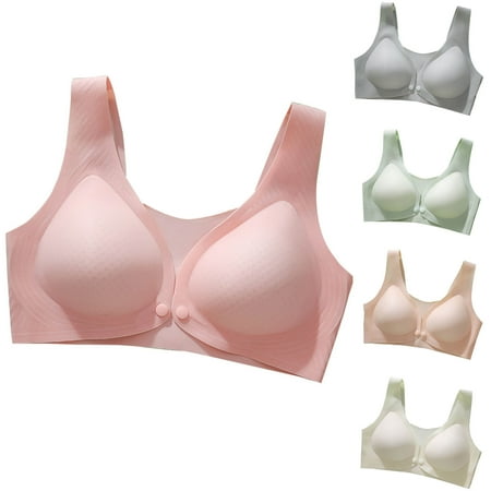 CFLVAEK Nursing Bras for Women Wire Free Full Coverage Maternity Bra Ultra Comfort Seamless Pregnancy Sleep Bralette Open Front Nursing Bra Gray M