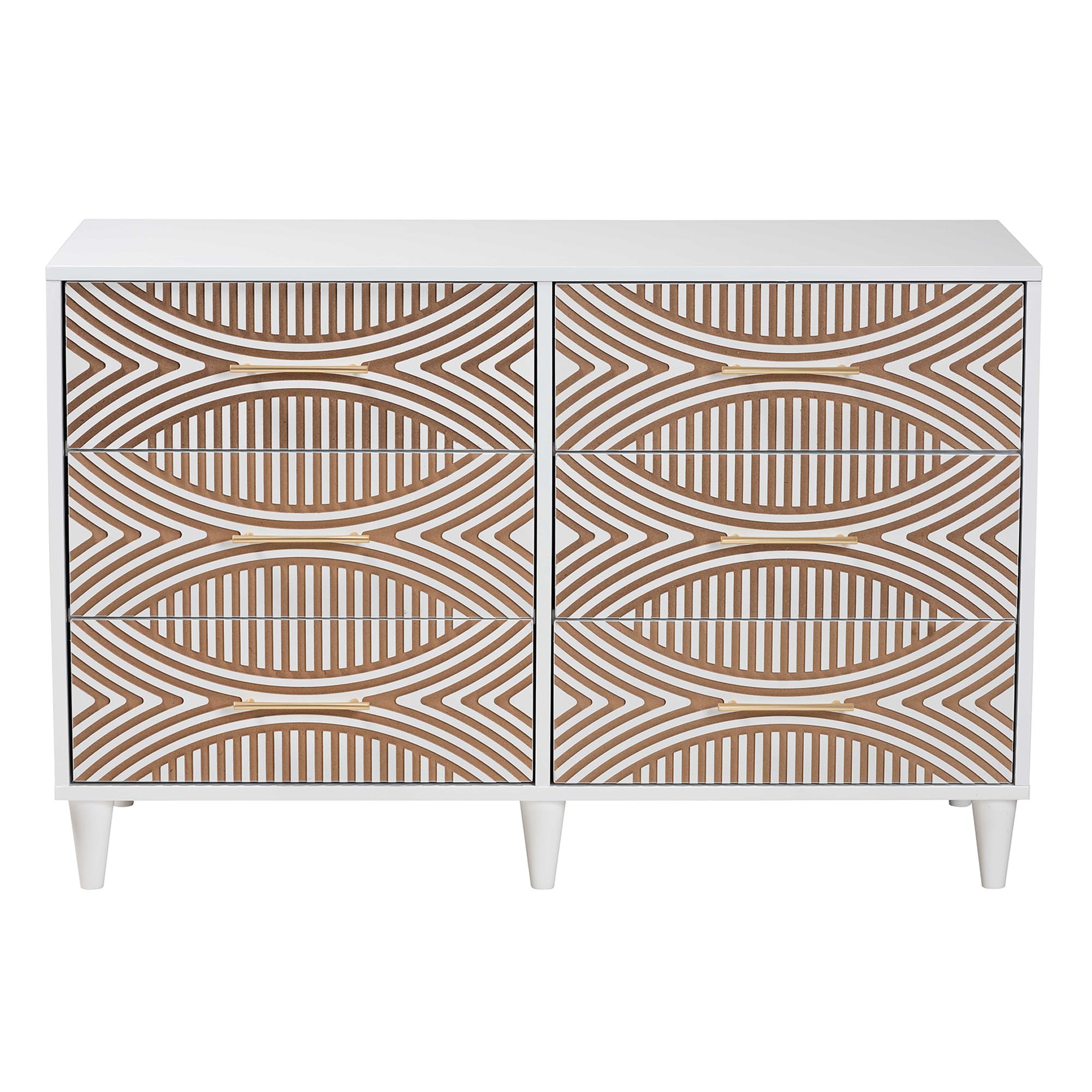 Baxton Studio Louetta Coastal Dresser, 6-Drawer, White