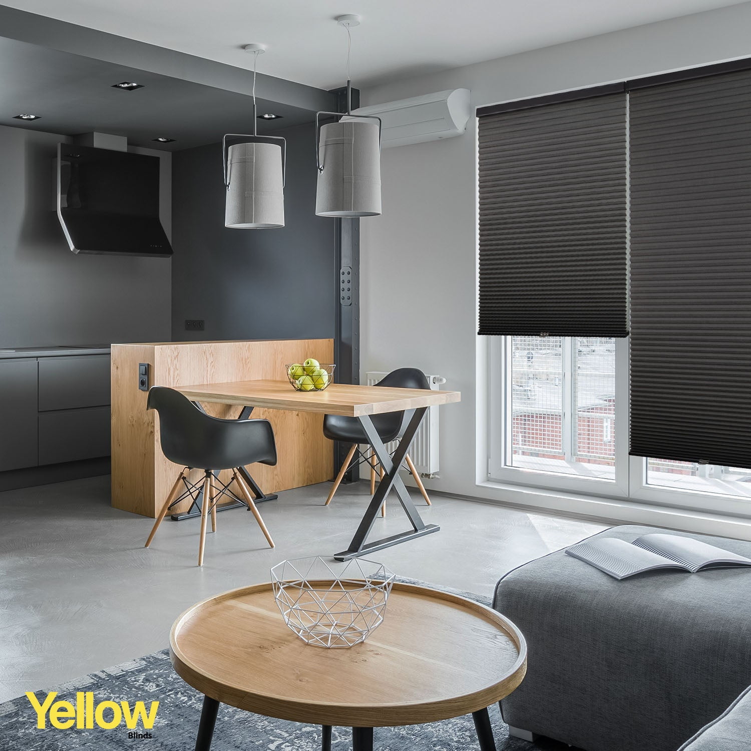 Yellow Blinds Cordless Light Filtering Honeycomb Cellular Shade Skyline Fog - 32.25"W X 84"H