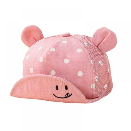 

Baby Baseball Cap Infant Boys Girls Adjustable Size Brim Hat Breathable Dot Partten Bear Ear for 8-20Months