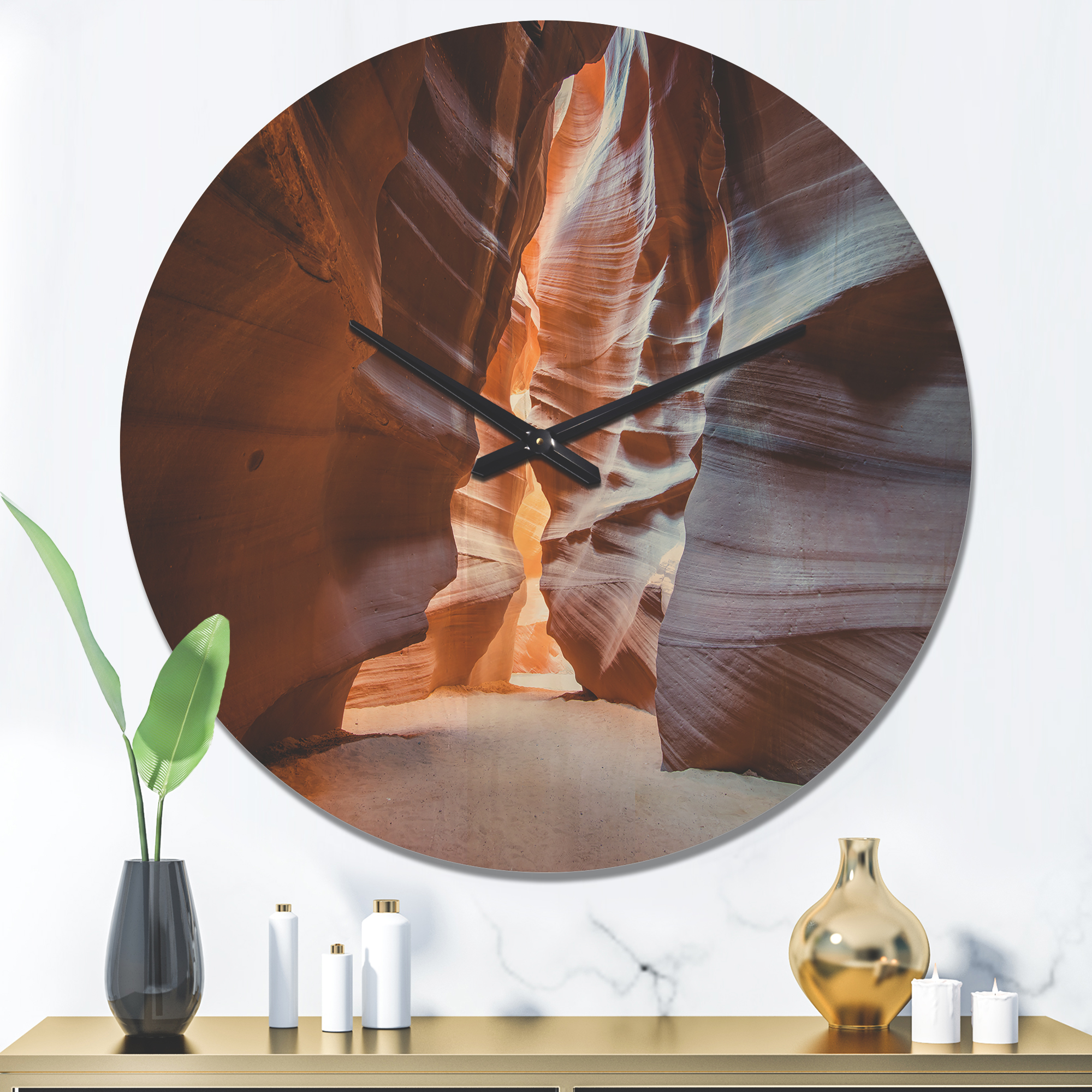 Designart 'Antelope Canyon Glow Inside Landscape' Modern Wood Wall Clock