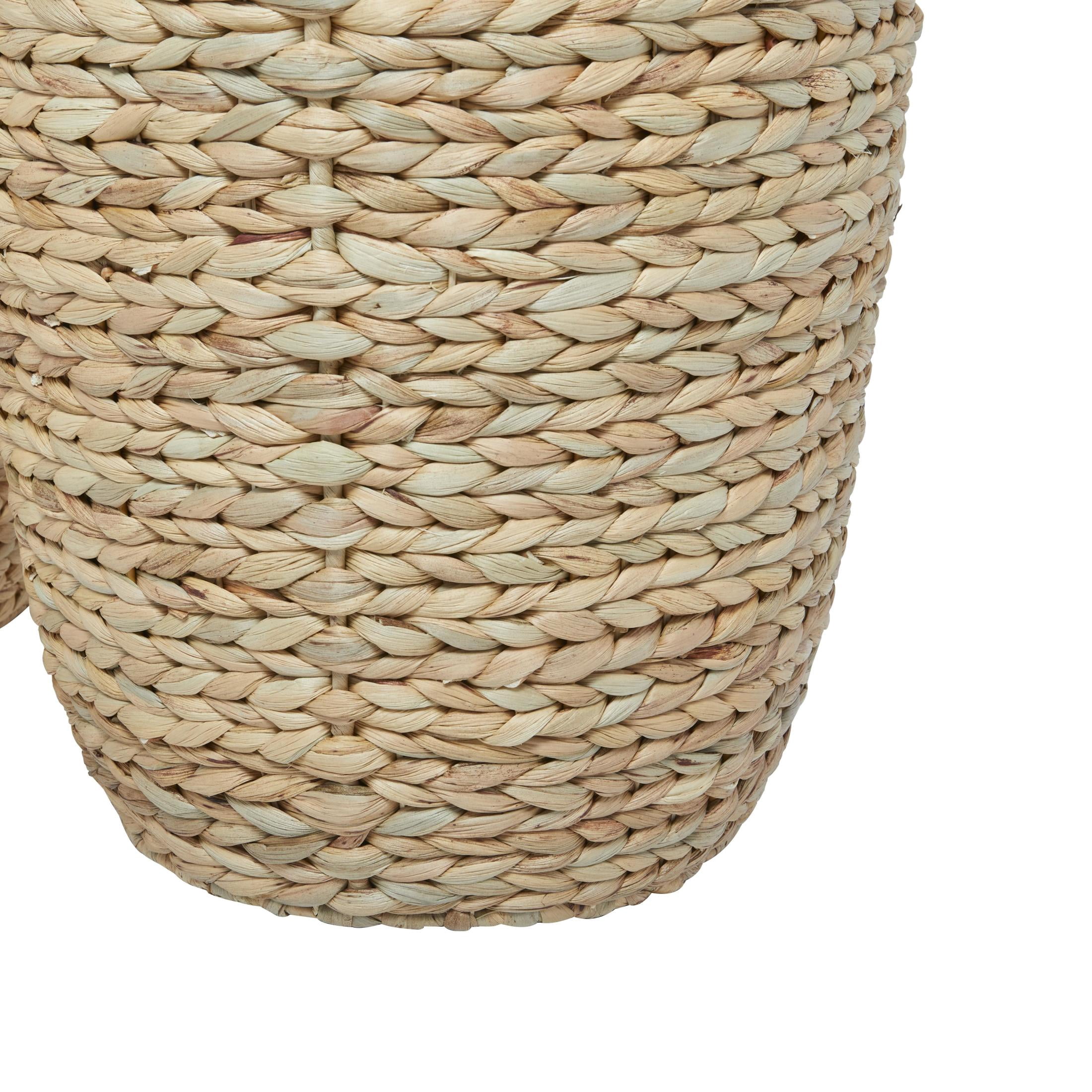 CosmoLiving by Cosmopolitan 23", 25"H Light Brown Seagrass Handmade Storage Basket with Liner and Matching Tops, 2-Pieces