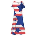 thumbnail image 4 of Wycnly Summer Dresses for Women Independence Day Casual Pocket Loose Swing Patriotic Tunic Long Dresses with Pocket 2025 Short Sleeve V-Neck Star Flag Print Maxi Formal Dress Red XL, 4 of 5