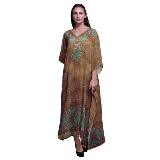Phagun Kaftan Ethnique de Plage, Paréo de Bikini, Robe Maxi pour Femmes, Long Caftan-TG-2X-3X