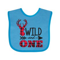 Inktastic Plaid Deer Wild and 1 with Arrow Boys or Girls Baby Bib