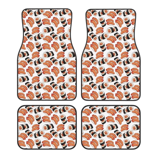 Balery Sushi Roll Juego de 4 Alfombrillas para Auto, Revestimientos de Caucho Resistente, Diseño Antideslizante