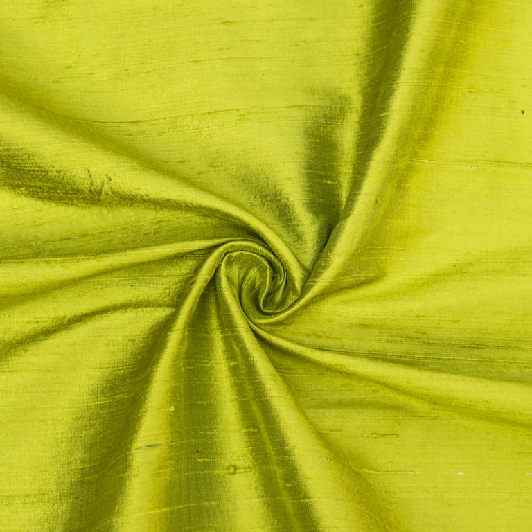 FabricMart Chartreuse 100% Pure Silk Fabric By The Yard, Pure Silk Fabric,  Silk Dupioni Fabric, Wholesale Silk Fabric, Silk Dress Fabric, Slub Silk 