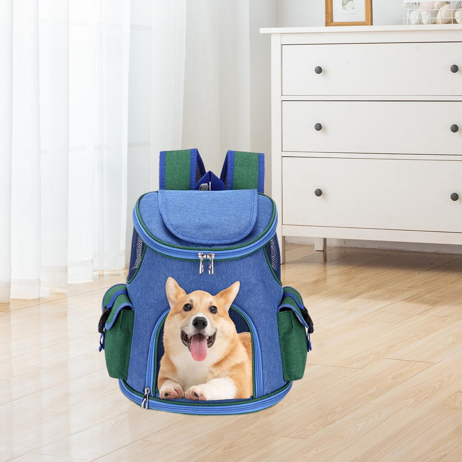 Fzaqwen Pet Carrier Backpack Adjustable Strap 2 Side Bags Carrying Bags Dog Carriers Pet Dark Blue 6.6lb