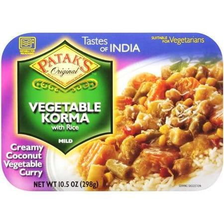 Patak's Original Mild Creamy Coconut Vegetable Curry Vegetable Korma With Rice, 10.5 oz