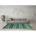 thumbnail image 3 of Ahgly Company Indoor Round Southwestern Turquoise Blue Country Area Rugs, 4' Round, 3 of 4