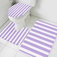 thumbnail image 3 of Purple Striped Bath Mat 3 Piece Bathroom Rug Set, Modern Farmhouse Purple White Stripes Non Slip Bath Rug Contour Mat and Toilet Lid Cover, Absorbent Shower Mats Soft Bath Rugs and Mats Sets, 3 of 8