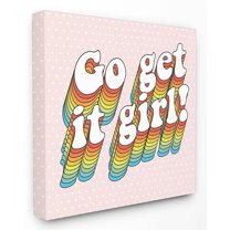 Stupell Industries Go Get It Girl Rainbow Pink Word Design Canvas Wall Art by Dawn Vietro