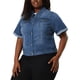 thumbnail image 5 of Chaqueta de mezclilla de mujer plus size Agnes Orinda con botones y mangas cortas, 5X, azul, 5 of 7