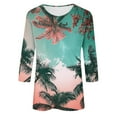 thumbnail image 6 of JTZGDY 3/4 Length Sleeve Tops for Women Loose Fit Casual Beach Tropical Printed Summer Crewneck Oversized Tunic Blouse Lightweight Cozy Graphic Vacation T-Shirts Multicolor#11 L, 6 of 6