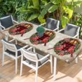 thumbnail image 2 of Christmas Table Cloths for 8 Foot Rectangle Tables, Xmas Botanical Birds Snowflake Plaid Patio Waterproof Elastic Fitted Tablecloths, Washable Rectangular Table Cover for Camping, 2 of 8