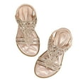 thumbnail image 5 of Celivon Kids Girl Sandals Rhinestone Slingback Sandals Sandals Elastic Ankle Strap Casual Bohemian Beach Shoes For Tween 11.5-12 Years, 5 of 9