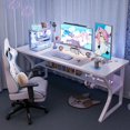 thumbnail image 2 of Aoliviya Official White E-Sports Desk Computer Desk Desktop Home Office Desk and Chair Set Simple Bedroom Desk Study Writing Des My Lux Decor Round, 2 of 12