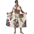 thumbnail image 2 of Colevkie Men's 2 Pcs Bath Wrap Set Bath Skirt & Bath Towel Polyester Adjustable Quick Drying Soft for Home Hotel Beach Sauna Printed Feathers Pattern, 2 of 7