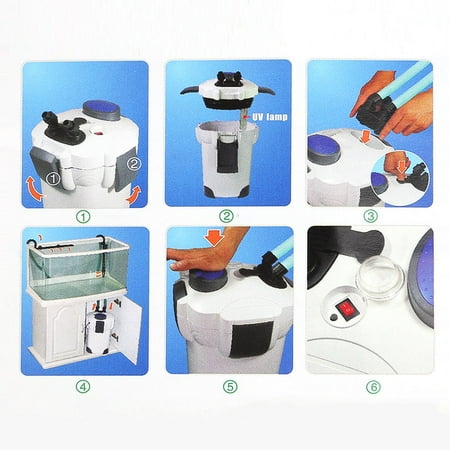 Fns Plus Filter Tank - Aquarium 3-Stage External Canister Filter 265 GPH for Fresh/Salt Water