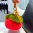 thumbnail image 2 of Handmade Plush Keychain Colorful Persimmon Plush Keychain with Lucky Blessing Band Fruit Plush Pendant, 2 of 8