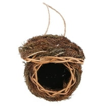 YIEMEEN Hand Woven Hummingbird House Grass Knitted Birdhouse Outside Natural Bird Hut for Sparrow Hanging Finch Roosting Nest