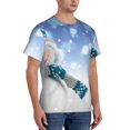 thumbnail image 2 of Bixox Men's Christmas Snowman In The Snow Printed Short Sleeve Skinny Athletic T-Shirt, 2 of 6